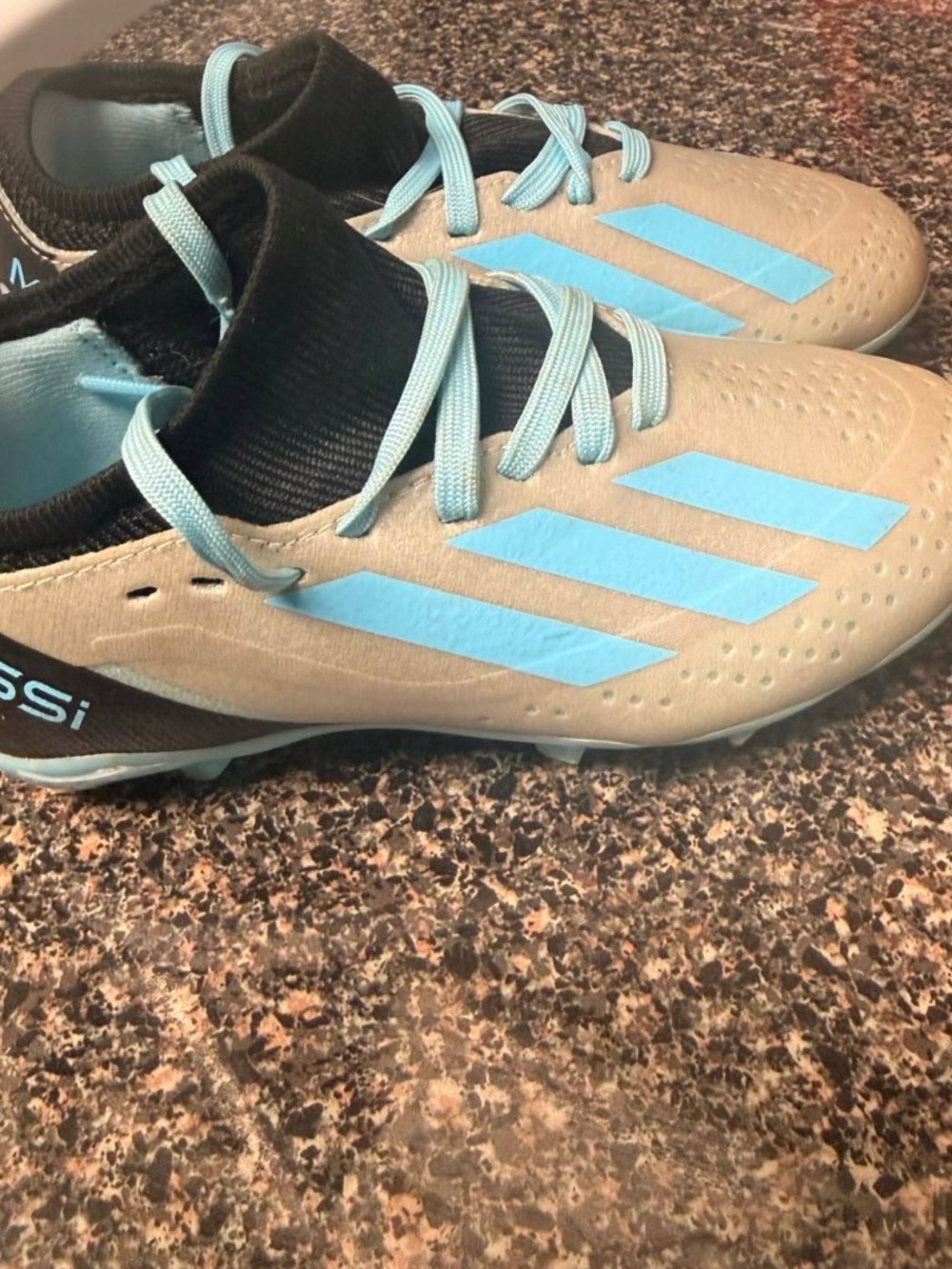 Adidas Messi Kids Soccer cleats - Silver and Light Blue